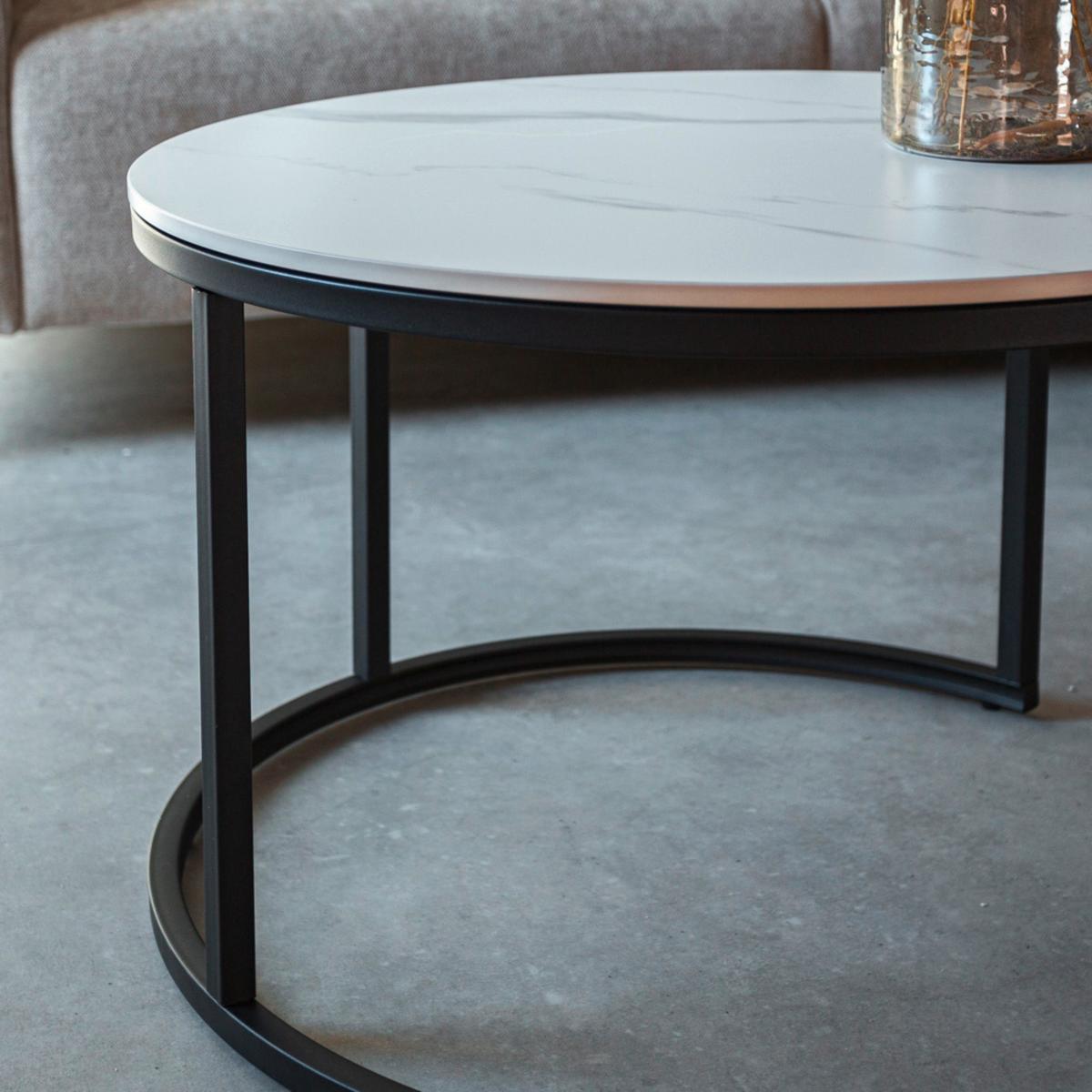 Couchtisch Leyton Weiß/schwarz, 68 Cm - Schwarz/Weiß, MODERN, Stein/Metall (68/43/68cm) - MID.YOU