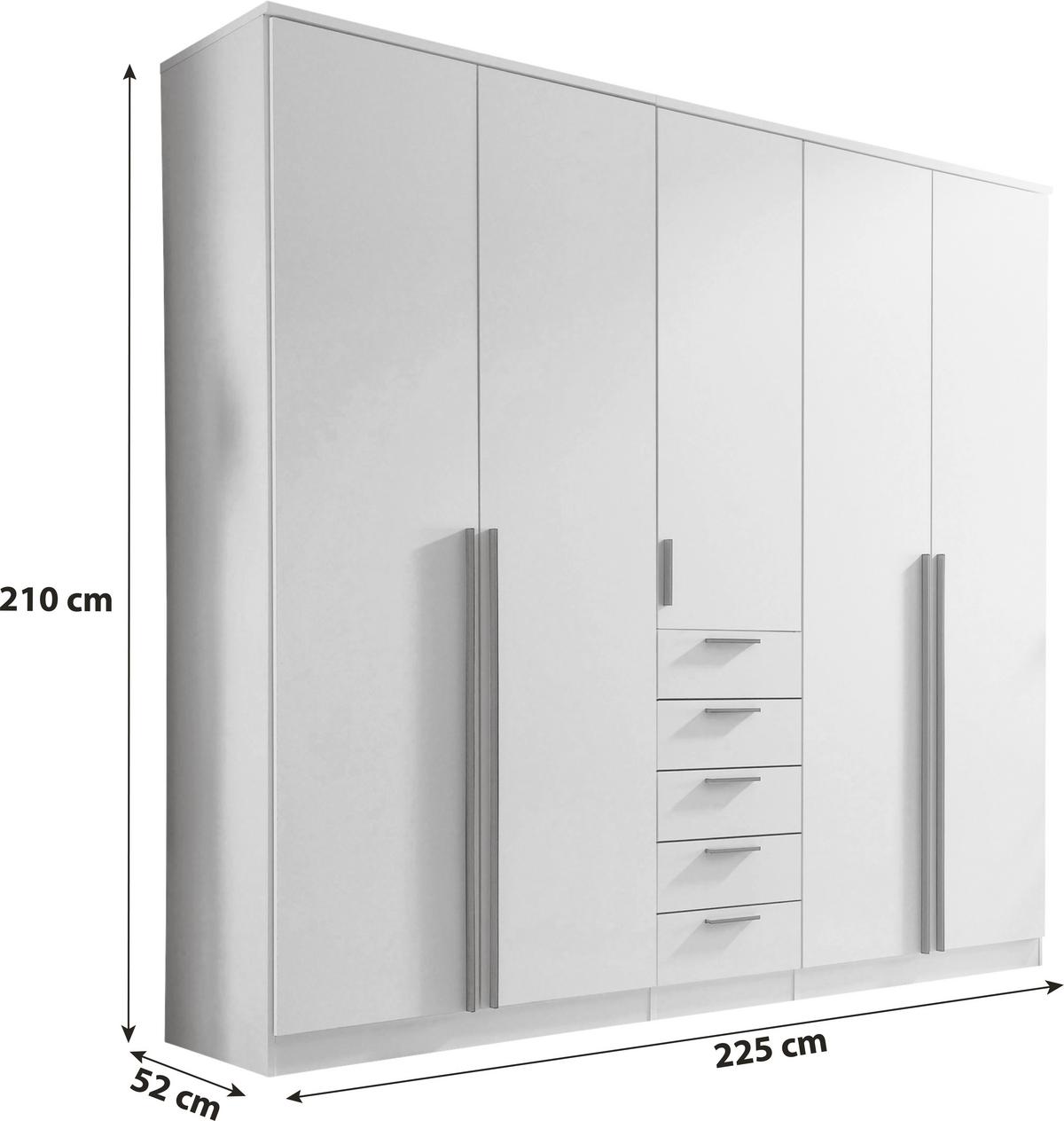 Kleiderschrank Arnis Kaschmir Dekor, Grau, B: 225cm - Kaschmir, KONVENTIONELL, Holzwerkstoff (225/210/52cm) - James Wood
