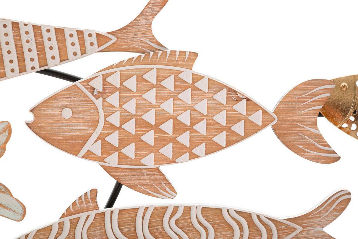 Wanddeko Fishy Naturfarben/Grau/Weiß B: 118cm - Naturfarben/Weiß, Basics, Holzwerkstoff/Metall (118/46.4/5.7cm)