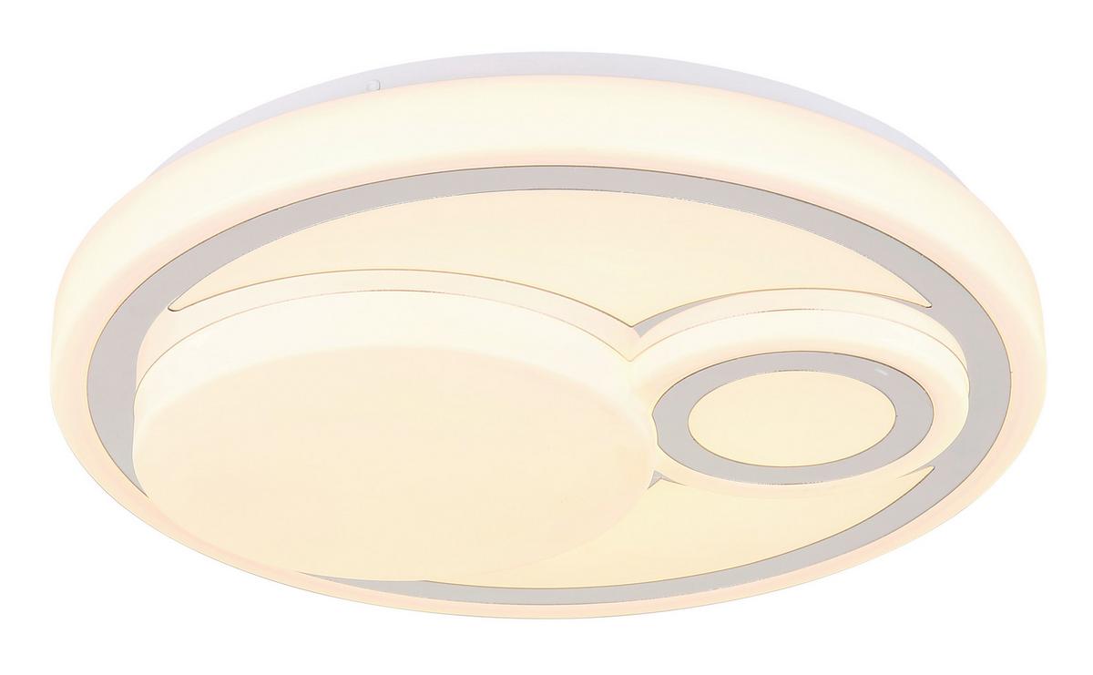 LED-Deckenleuchte 48473  Ruiz - Chromfarben/Opal, Design, Kunststoff/Metall (38/7,5cm) - Globo