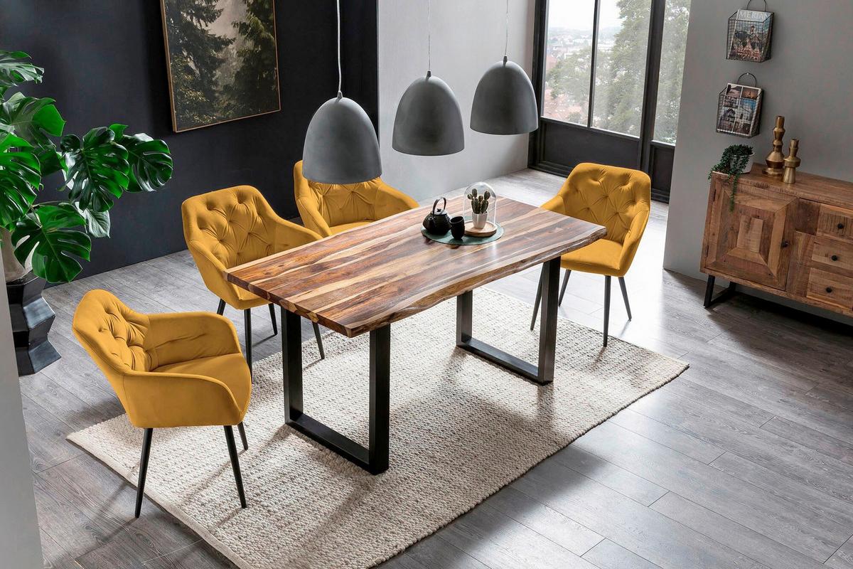 Armlehnstuhl Gelb B: 61 Cm - Gelb/Schwarz, MODERN, Textil/Metall (61/85/45cm) - Livetastic