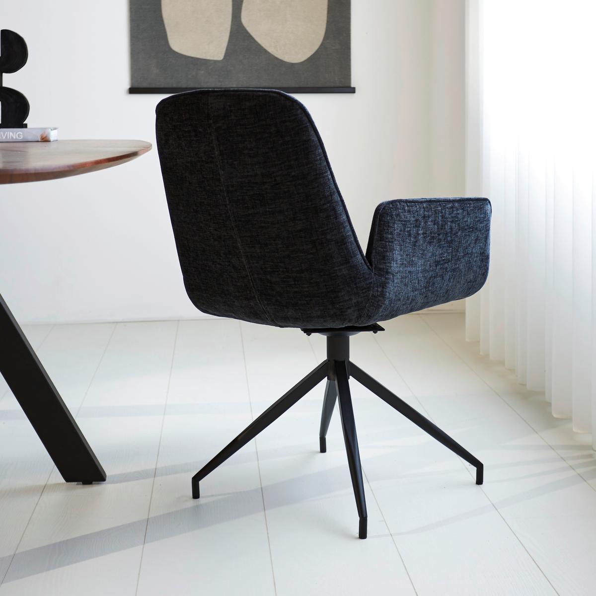 Armlehnstuhl Toulouse Schwarz B: 61 Cm - Schwarz, MODERN, Textil/Metall (61/89/62cm) - MID.YOU