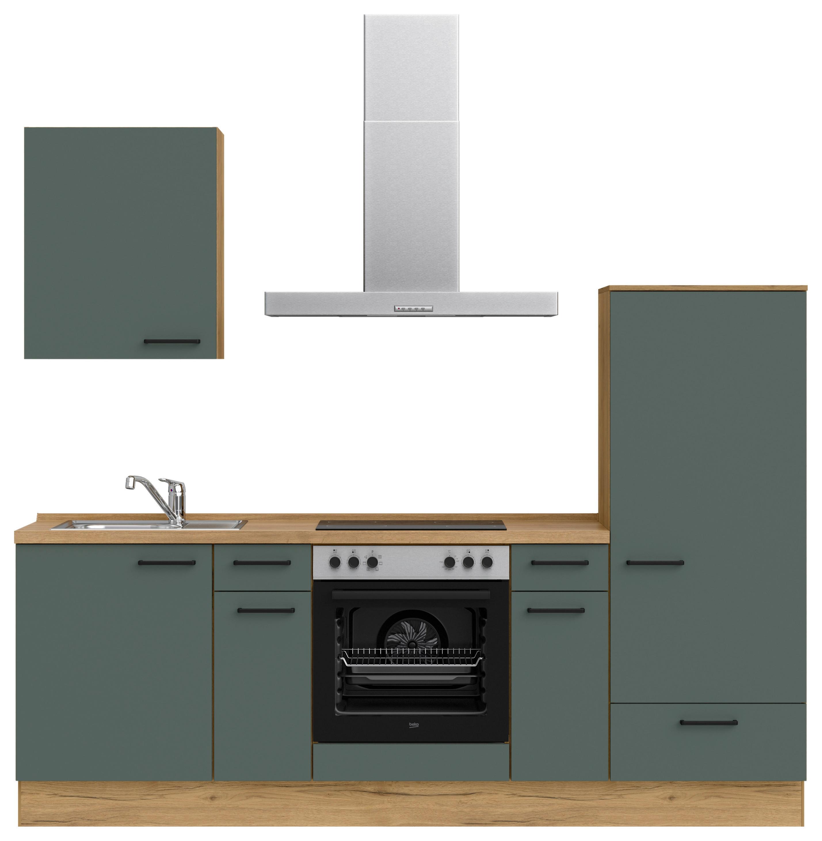 Küchenleerblock Easytouch Low-Line, L2 Rechts - Dunkelgrün/Eichefarben, MODERN, Holzwerkstoff (240cm) - Nobilia