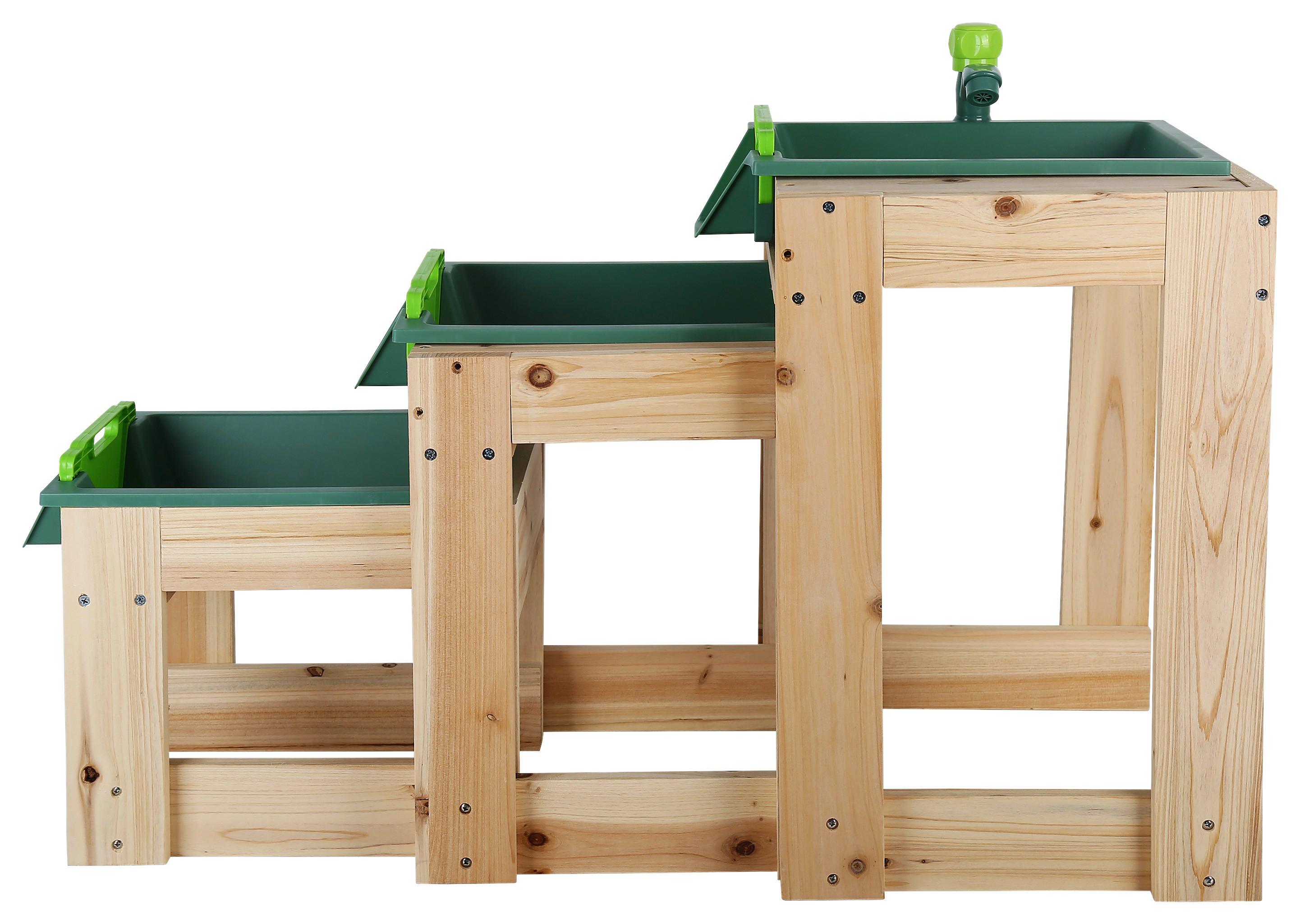 Wasserbahn 3--Teilig. Naturfarben/Grün - Naturfarben/Grün, Basics, Holz/Kunststoff (85/39/50cm) - Ondega