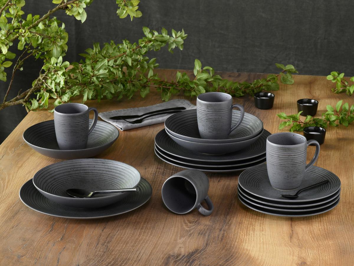Kombinovaná souprava CATANIA ANTRACIT, 16-dílný - antracitová, Design, keramika - Creatable