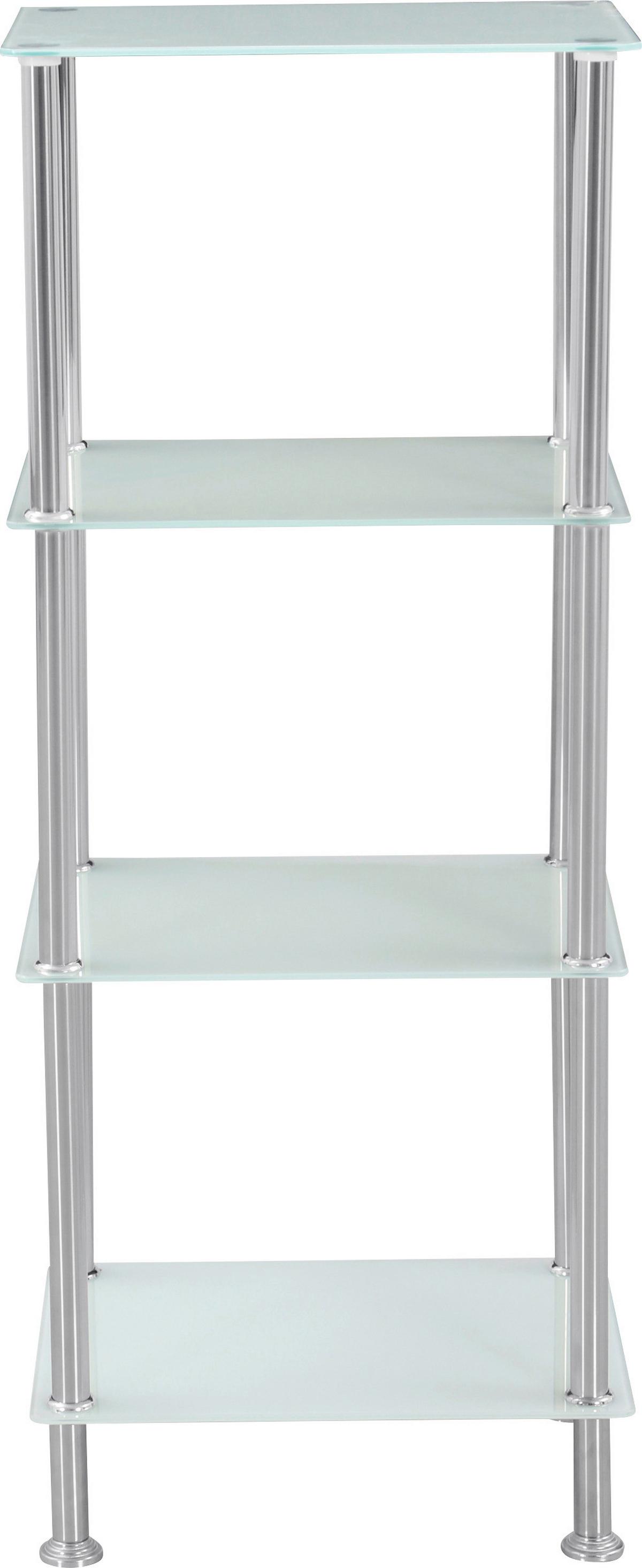 Regal mit Glasfächern Glare B 40cm, Edelstahl/Weiß - Edelstahlfarben/Weiß, MODERN, Glas/Metall (40/99cm) - Luca Bessoni