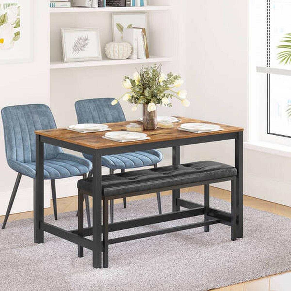 Esstisch Vasagle Braun, Schwarz - Schwarz/Braun, Natur, Holzwerkstoff/Metall (120/75/75cm) - Boxxx