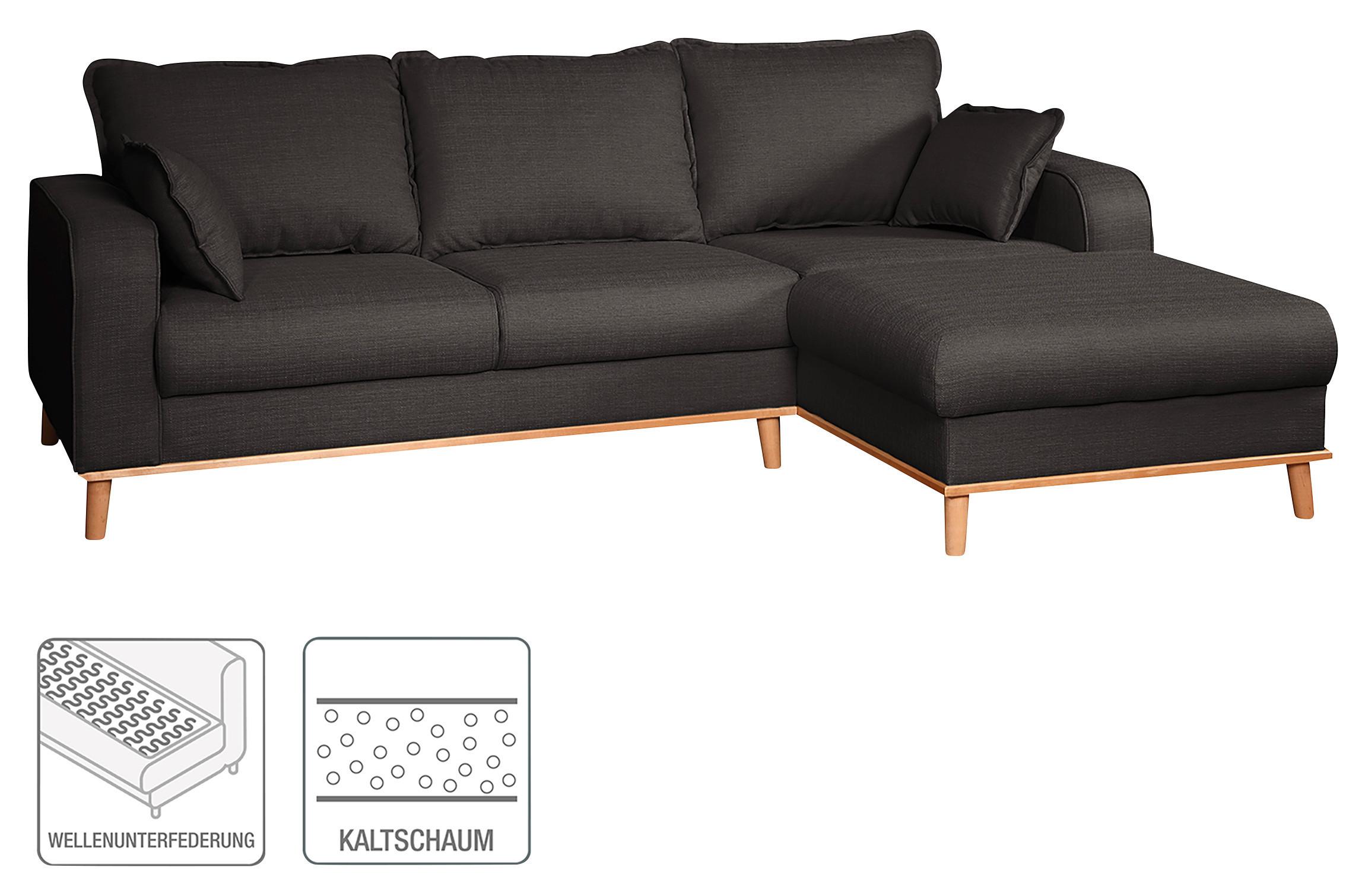 Ecksofa Beata Dunkelgrau S: 230x150 cm - Wengefarben/Dunkelgrau, Design, Textil (230/150cm) - Livetastic