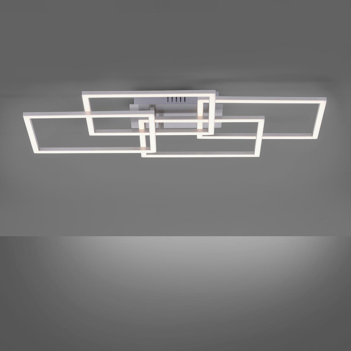LED-Deckenleuchte Iven L: 70 cm dimmbar mit Memory-Funktion - Alufarben, Design, Kunststoff/Metall (70/34,5/9,5cm)
