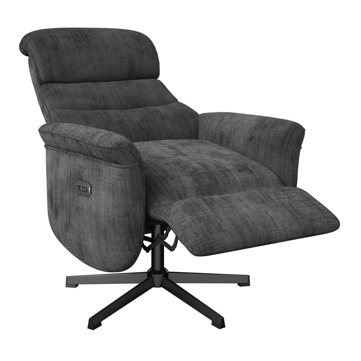 Relaxsessel Manila Chenille anthrazit, B: 73 cm - Anthrazit/Schwarz, MODERN, Textil/Metall (73/113/89cm)