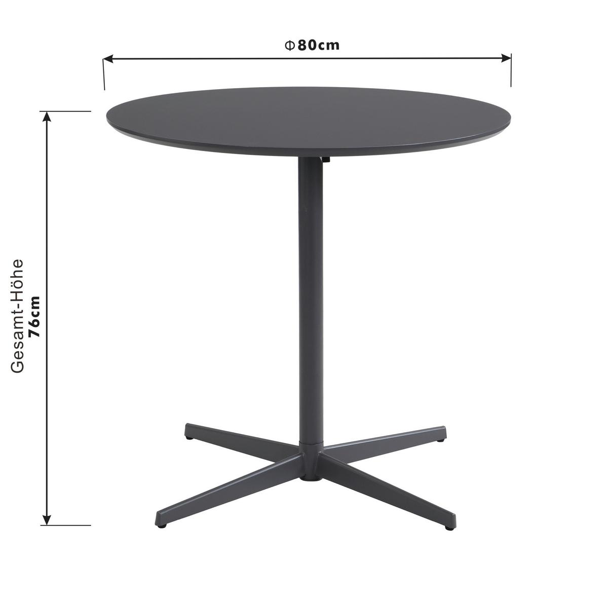 Esstisch Mahir Mdf Grau, B: 80 Cm - Grau, KONVENTIONELL, Holzwerkstoff/Metall (80/76/80cm) - P & B