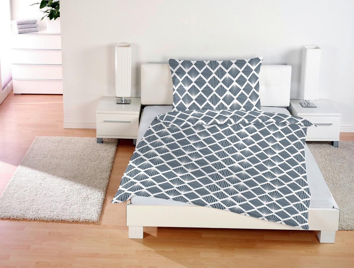 Bettwäsche 140x200 Cm Lenka Mikrofaser Blau/beige - Blau/Beige, KONVENTIONELL, Textil - Ondega