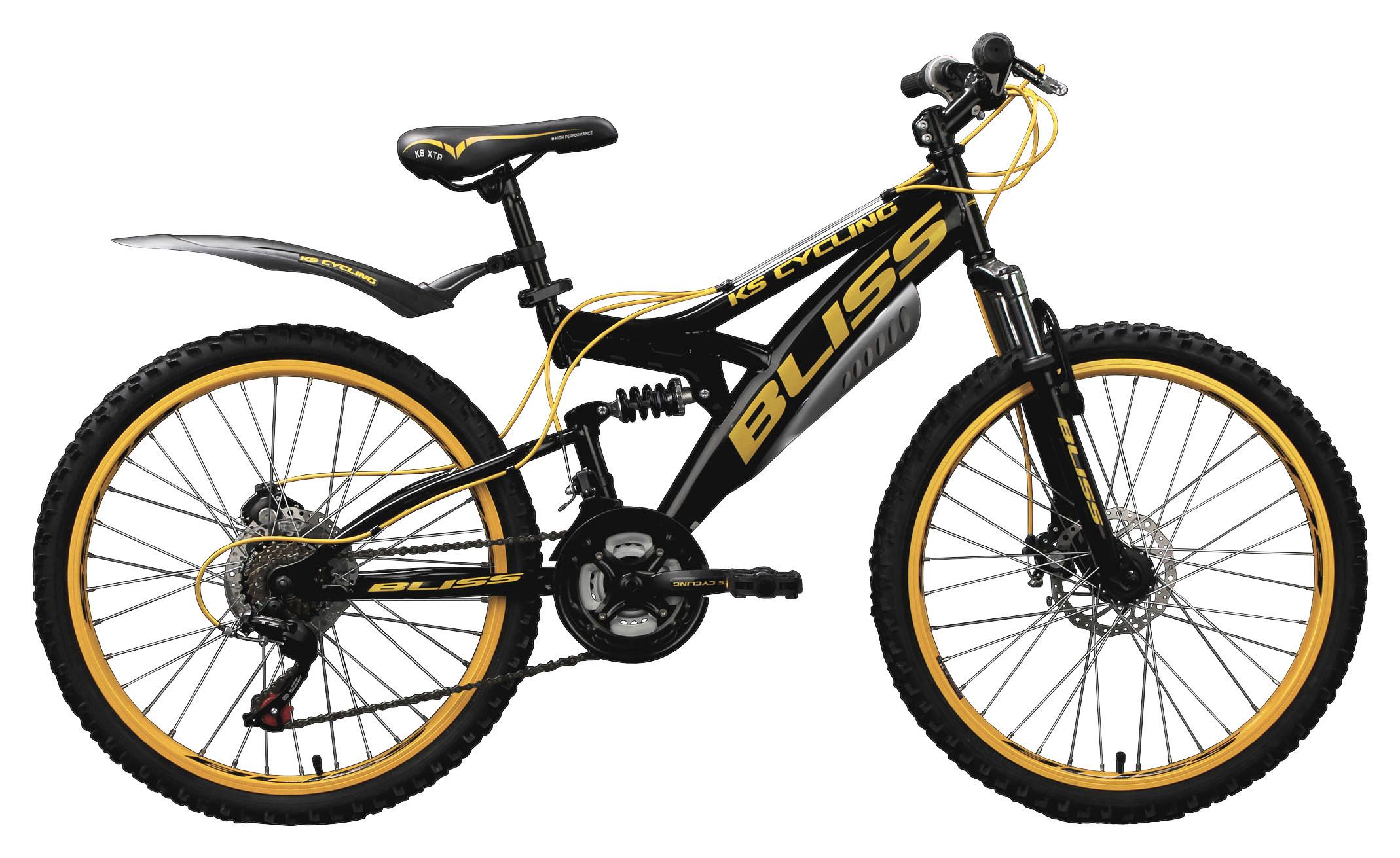 Kinderfahrrad Mtb Fully 24'' Bliss 640k - Gelb/Schwarz, Basics, Metall (180/70/80cm)