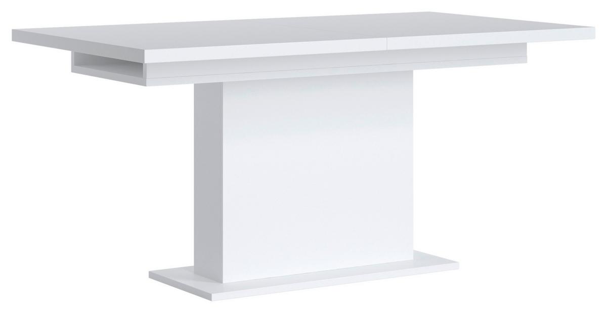 Campania Esstisch Alpinweiss, B: 160-200 cm - Weiß, Trend, Holzwerkstoff (160-200/76/90cm)