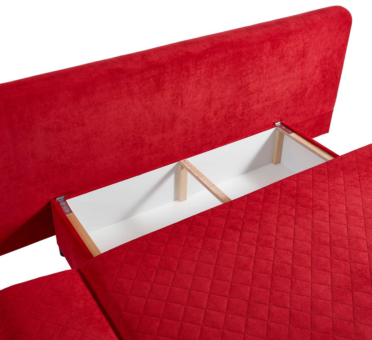 2-sitzer-sofa Mit Schlaffunktion Sorini B:194cm - Chromfarben/Rot, Design, Textil (194/73/91cm) - MID.YOU