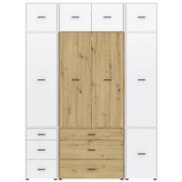 Kleiderschrank Kivo Eiche Artisan, Weiß, B: 180 cm - Weiß/Eiche Artisan, Basics, Holzwerkstoff (180/239,40/52,1cm)