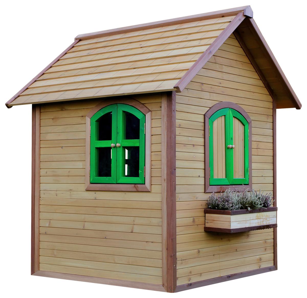 Spielhaus Julia Braun/Grün B: 137 cm - Braun/Grün, KONVENTIONELL, Holz (137/175/151cm) - Ambia Garden