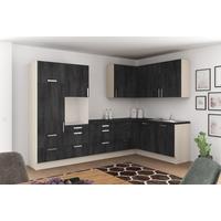 Eckküche Ip1200 Ohne Geräte 320x185 Cm Schwarz - Schwarz/Grau, Basics (320/185cm)