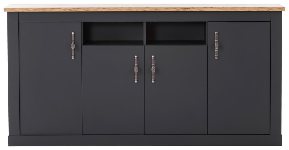 Sideboard Catania Anthrazit/Eiche Dekor B: 200cm - Anthrazit/Eiche Wotan, Design, Holzwerkstoff (200/104/45cm) - MID.YOU