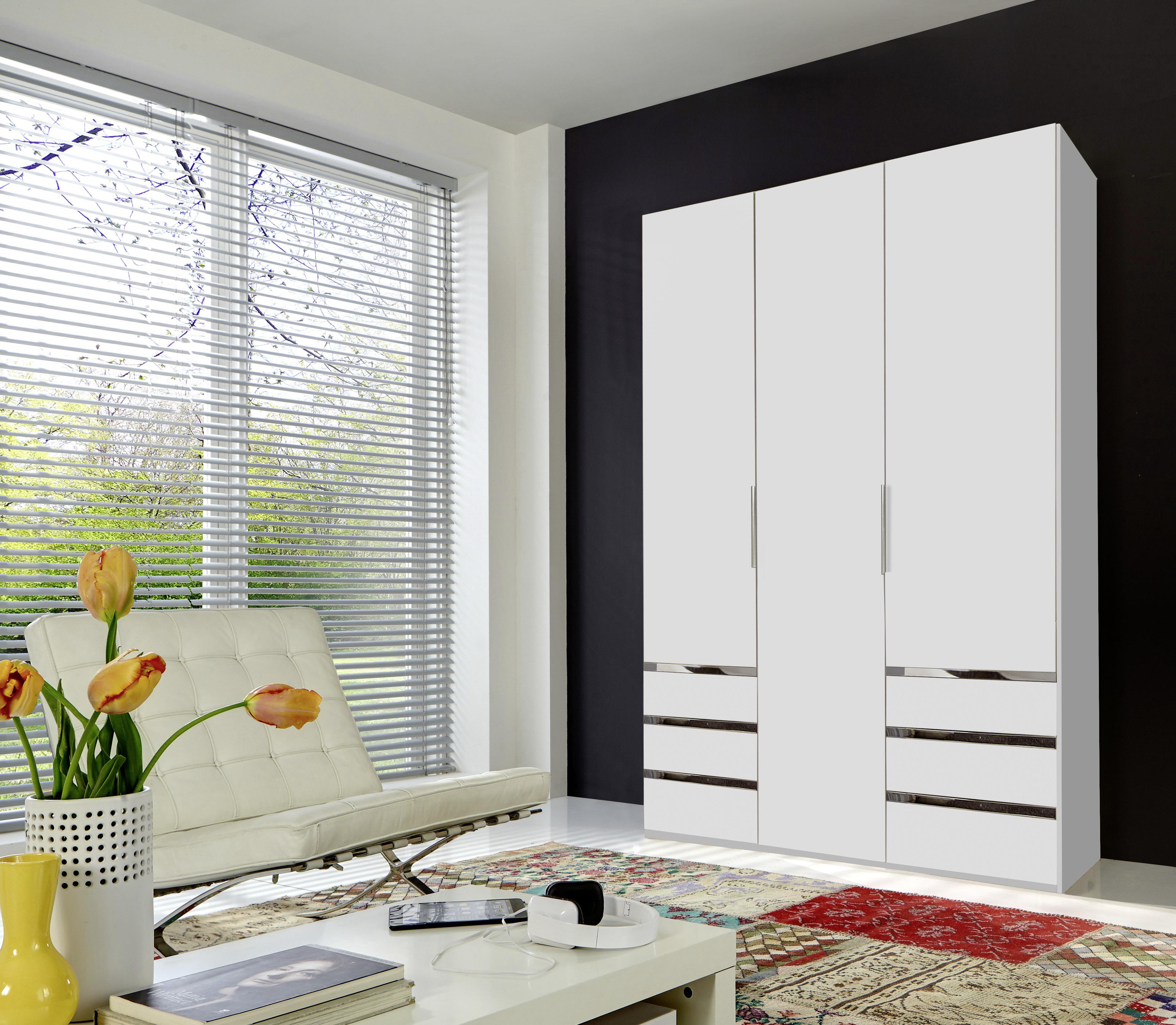 Drehtürenschrank mit Schubladen 150cm Level 36a, Weiß Dekor - Weiß, MODERN, Holzwerkstoff (150/216/58cm) - MID.YOU