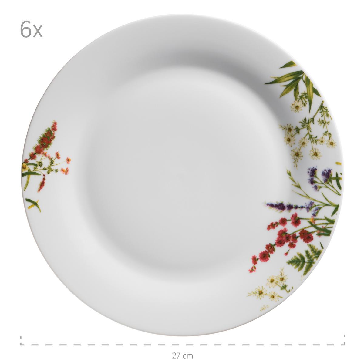 Tafelservice Herbal Garden 6 Personen 18-Teilig Weiß - Weiß, Basics, Keramik - Mäser