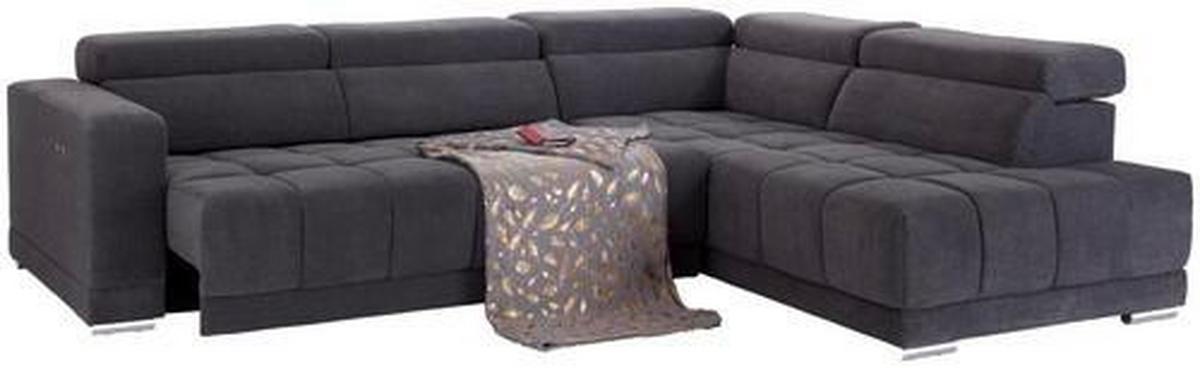 Ecksofa mit Relaxfunktion Hogan Ra, Grau - Silberfarben/Grau, MODERN, Holz/Textil (299/212cm) - Livetastic