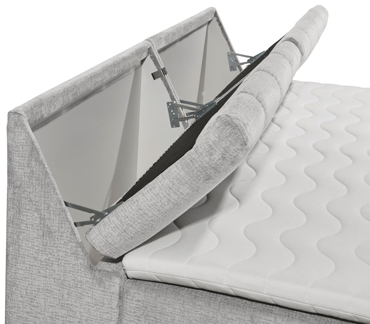 Boxspringbett Elkford 6 Mit Topper & Bettkasten 240x200 - Silberfarben, MODERN, Holzwerkstoff/Textil (240/200cm) - MID.YOU