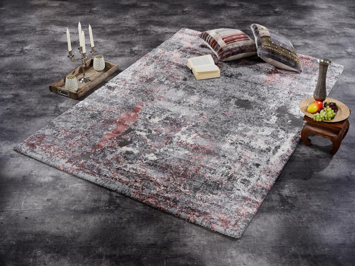 Webteppich Grau/hellrot Timeline Quantum 120x170 Cm - Hellrot/Grau, Design, Textil (120/170cm) - Novel