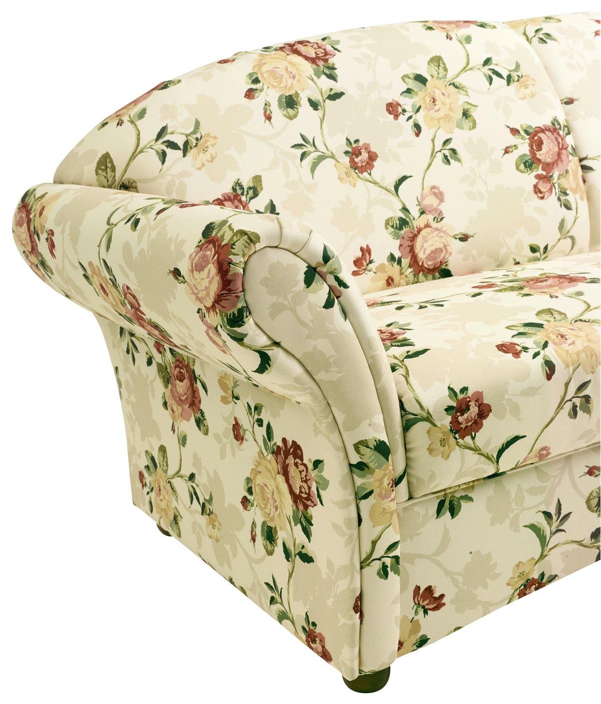 2-Sitzer-Sofa Corona Gelb/Rot/Beige, Blumen Design - Gelb/Beige, Design, Textil (151/85/81cm) - Max Winzer