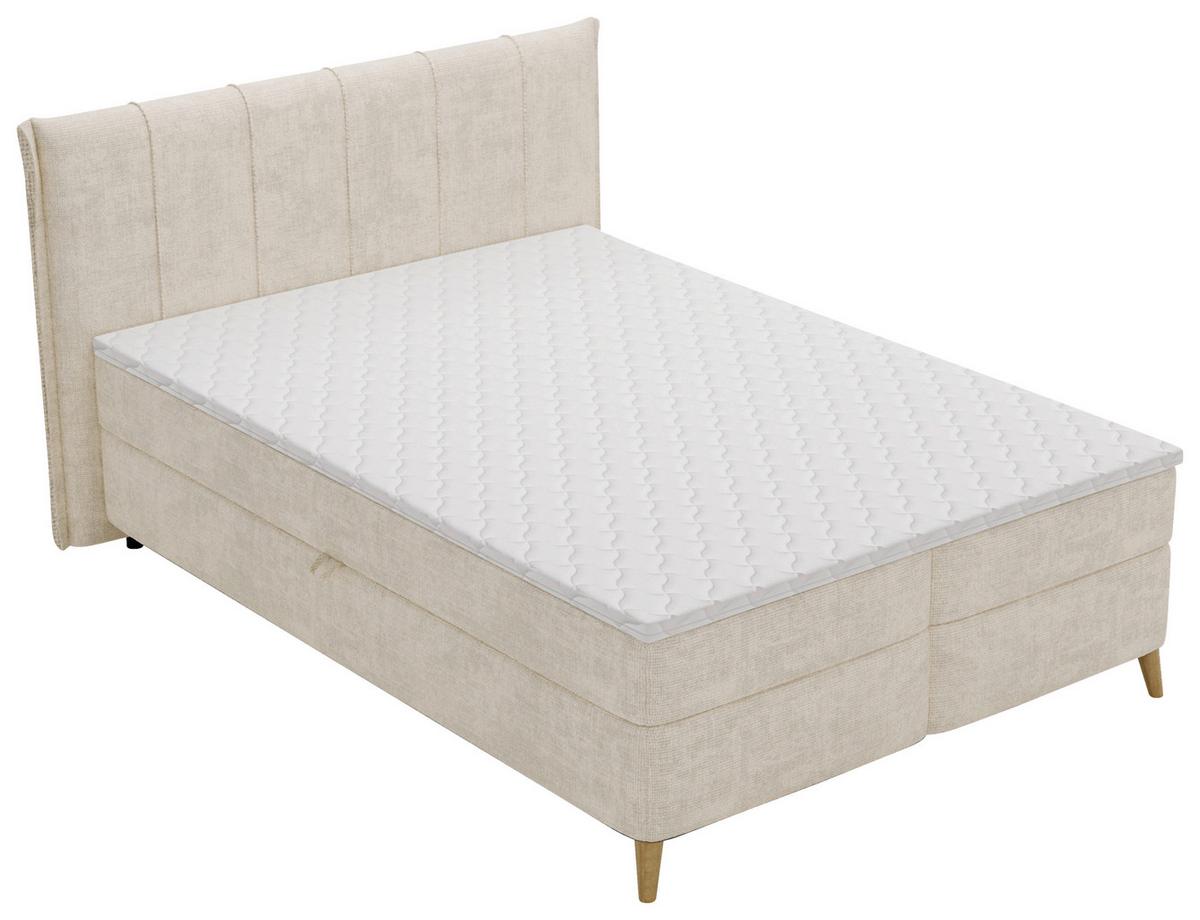 Americká posteľ VELORIA 140x200, béžová - prírodná farba/béžová, Konventionell, drevo/textil (140/200cm) - Mömax