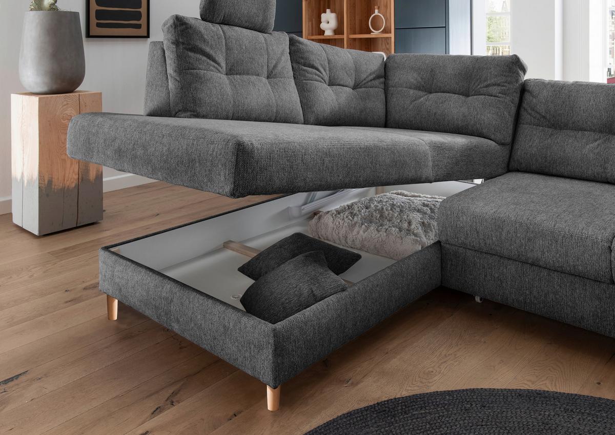 Ecksofa Brizzini Anthrazit S: 206x264 Cm - Anthrazit/Naturfarben, MODERN, Textil (206/264cm) - Livetastic