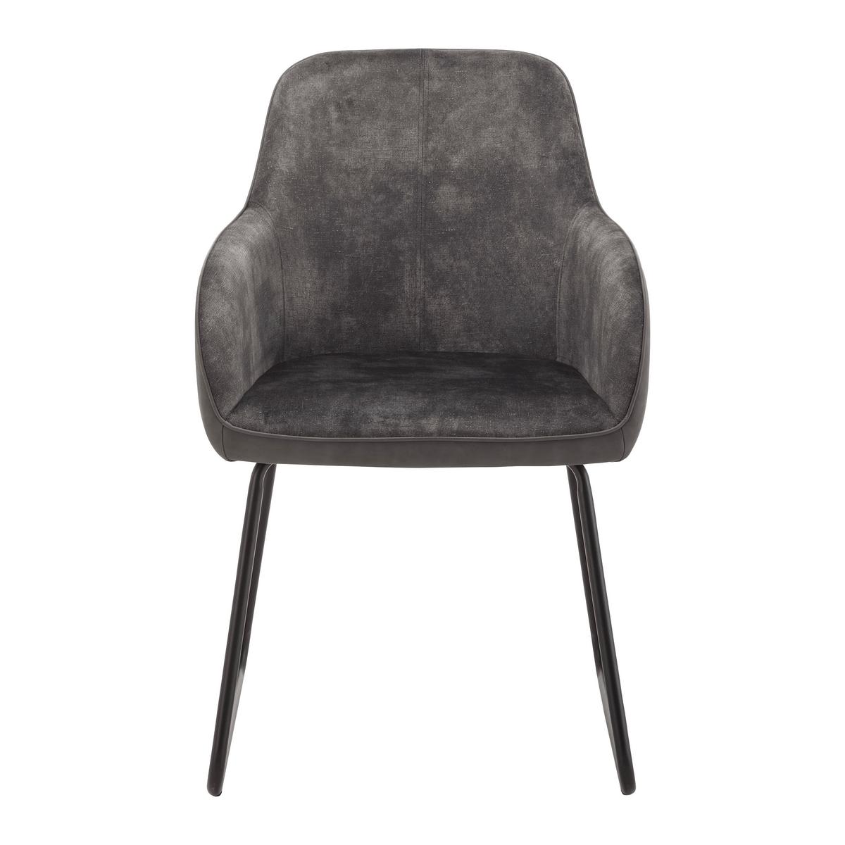 Stolička s podrúčkami DAJA tmavosivá - čierna/tmavosivá, Modern, kov/drevo (56/85/62cm) - Bessagi Home