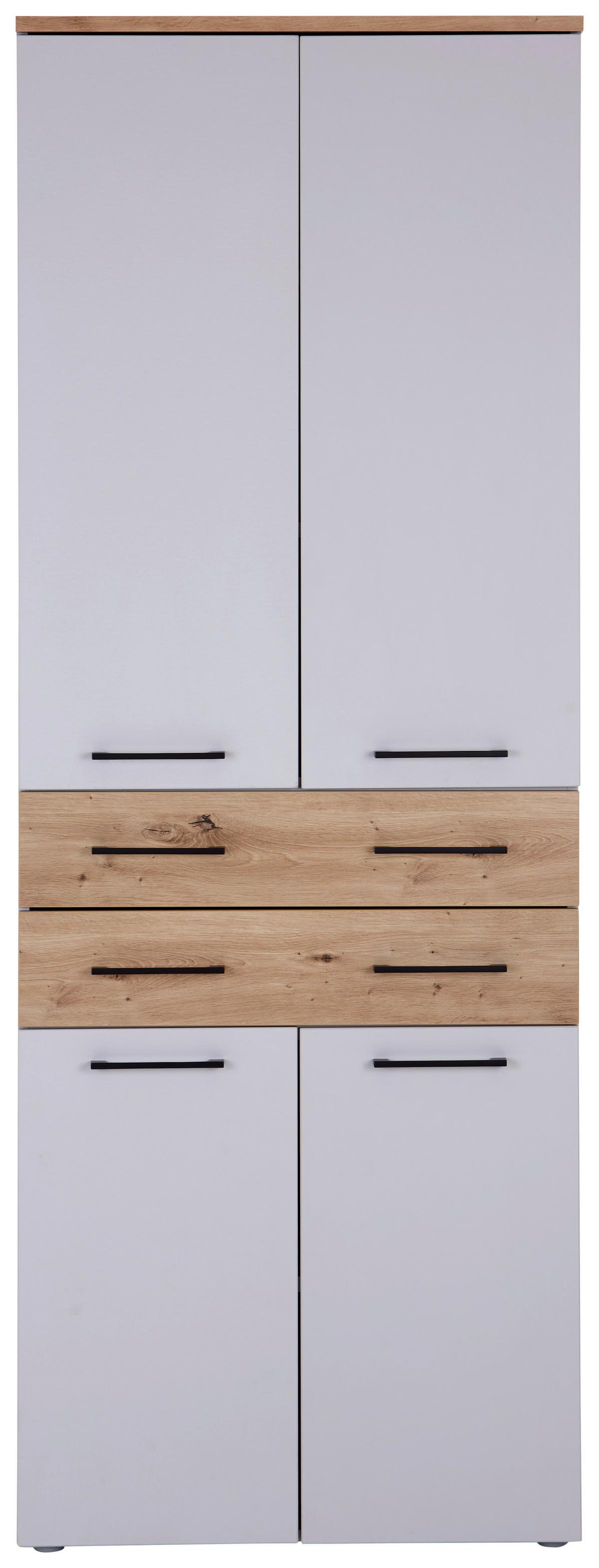 Aktenregal Kontor K6 Eiche Dekor Grau B: 80 cm - Eichefarben/Grau, MODERN, Holzwerkstoff (80/220/38cm)