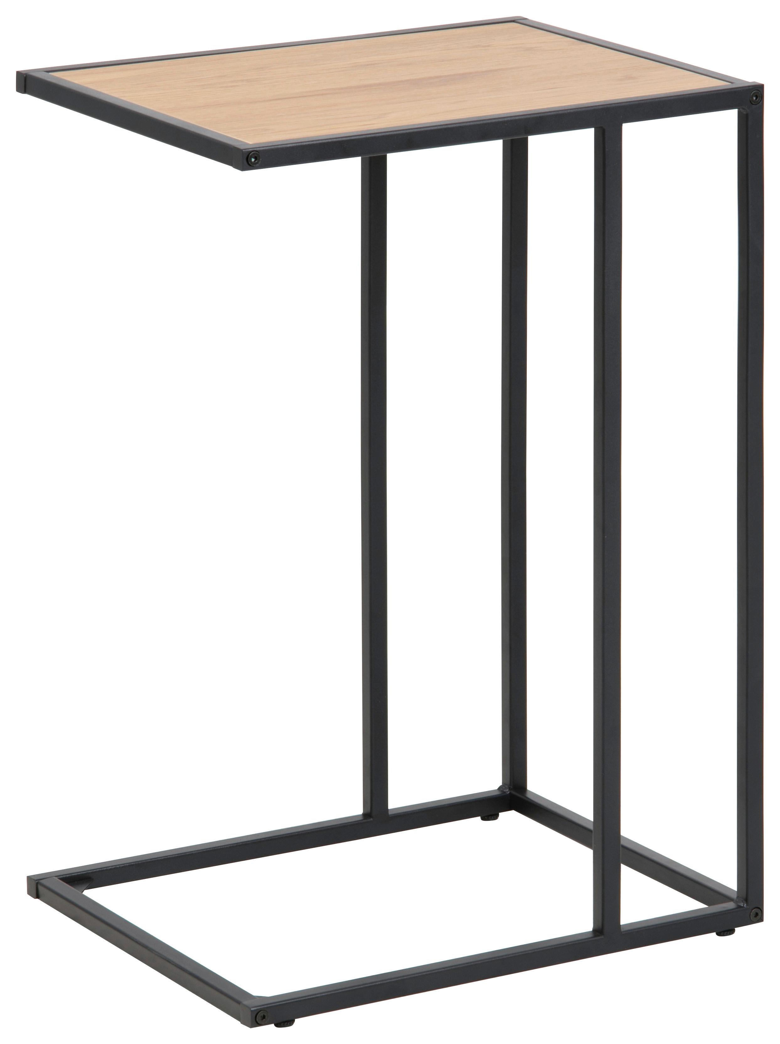 Beistelltisch Seaford Eichefarben + Stahl Schwarz - Eichefarben/Schwarz, Trend, Holzwerkstoff/Metall (43/35/63cm) - Livetastic
