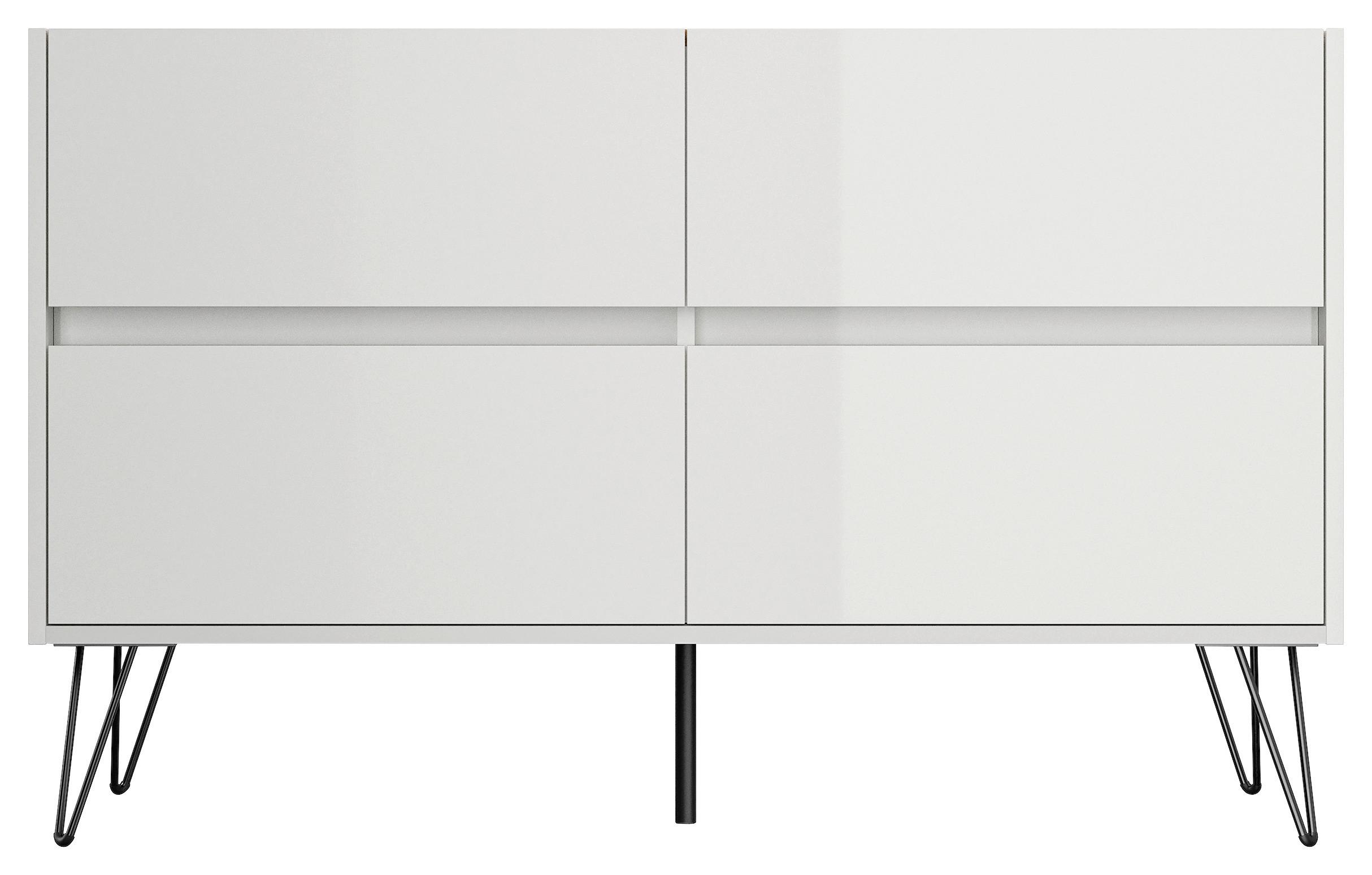 Sideboard Posseik Industrial Weiß/eichefarben B: 119 Cm - Eichefarben/Schwarz, Design, Holzwerkstoff (119/75/42cm) - P & B