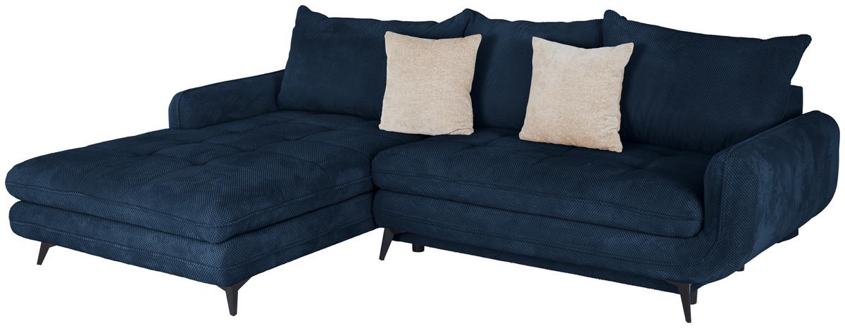 Rohová sedačka WAVE, levá, tmavě modrá - černá/tmavě modrá, Moderní, kov/textil (189/266cm)