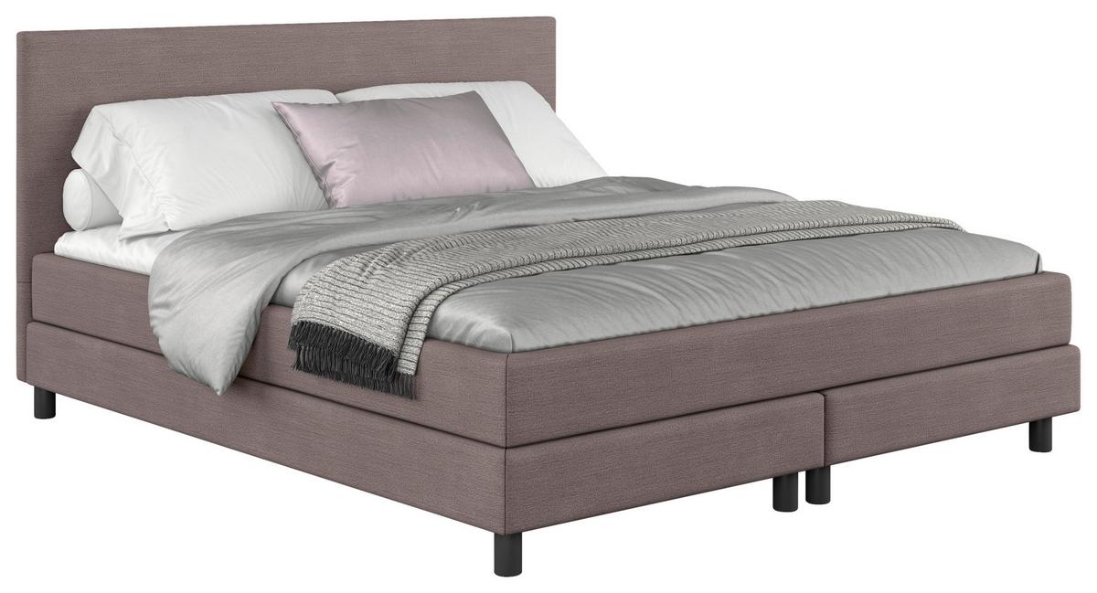 Boxbett Mit Topper 180x200 Andorra - Taupe/Schwarz, MODERN, Holzwerkstoff/Textil (180/200cm) - MID.YOU