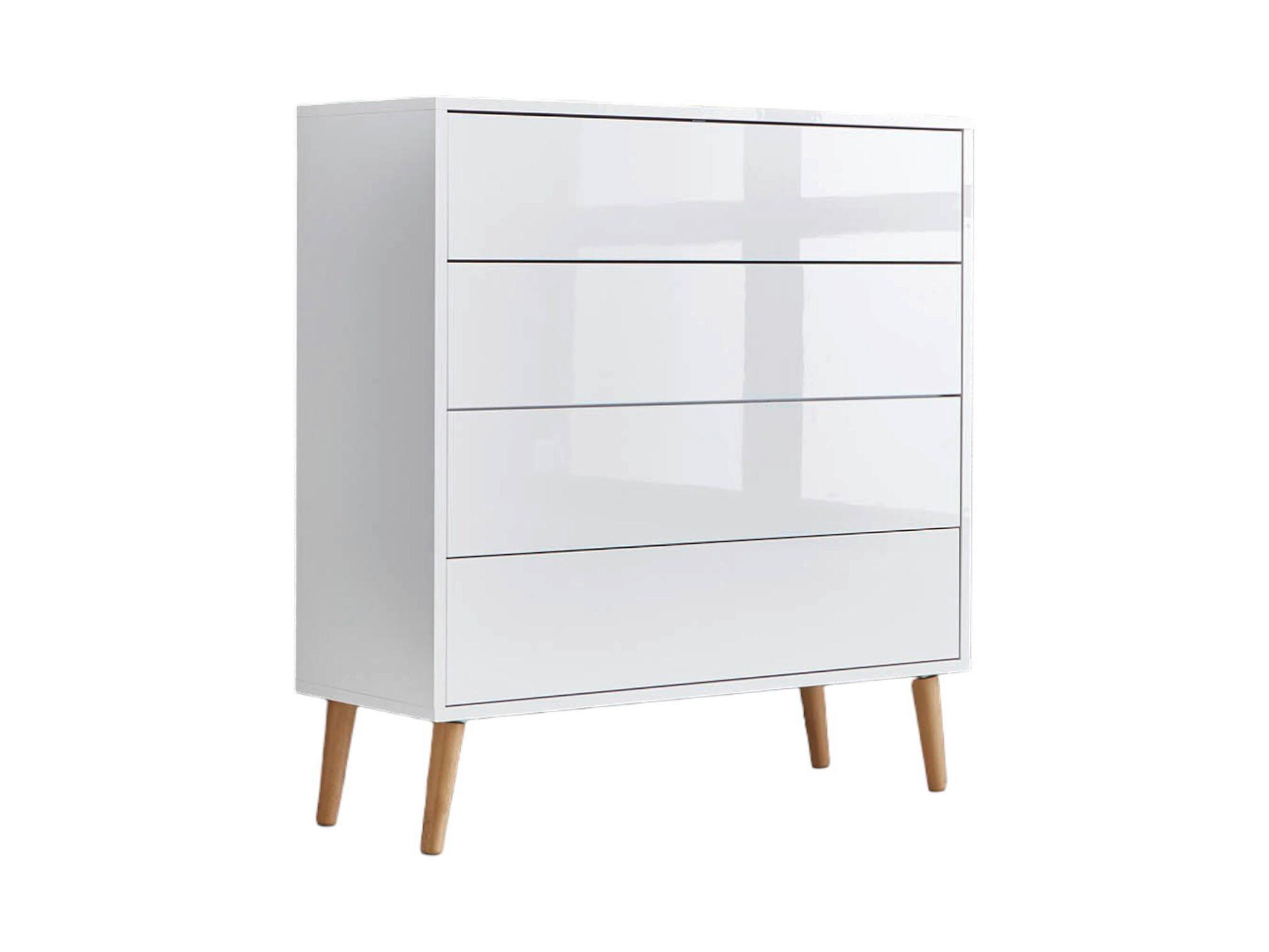 Kommode 79 cm Mailand, Weiß - Weiß Hochglanz/Weiß, MODERN, Holzwerkstoff (79/86/33cm) - MID.YOU