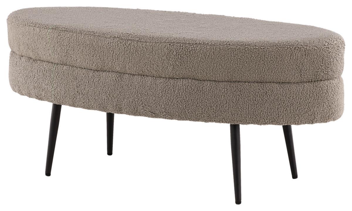 Hockerbank Otto - Greige/Schwarz, Design, Textil/Metall (100/41/40cm) - Livetastic