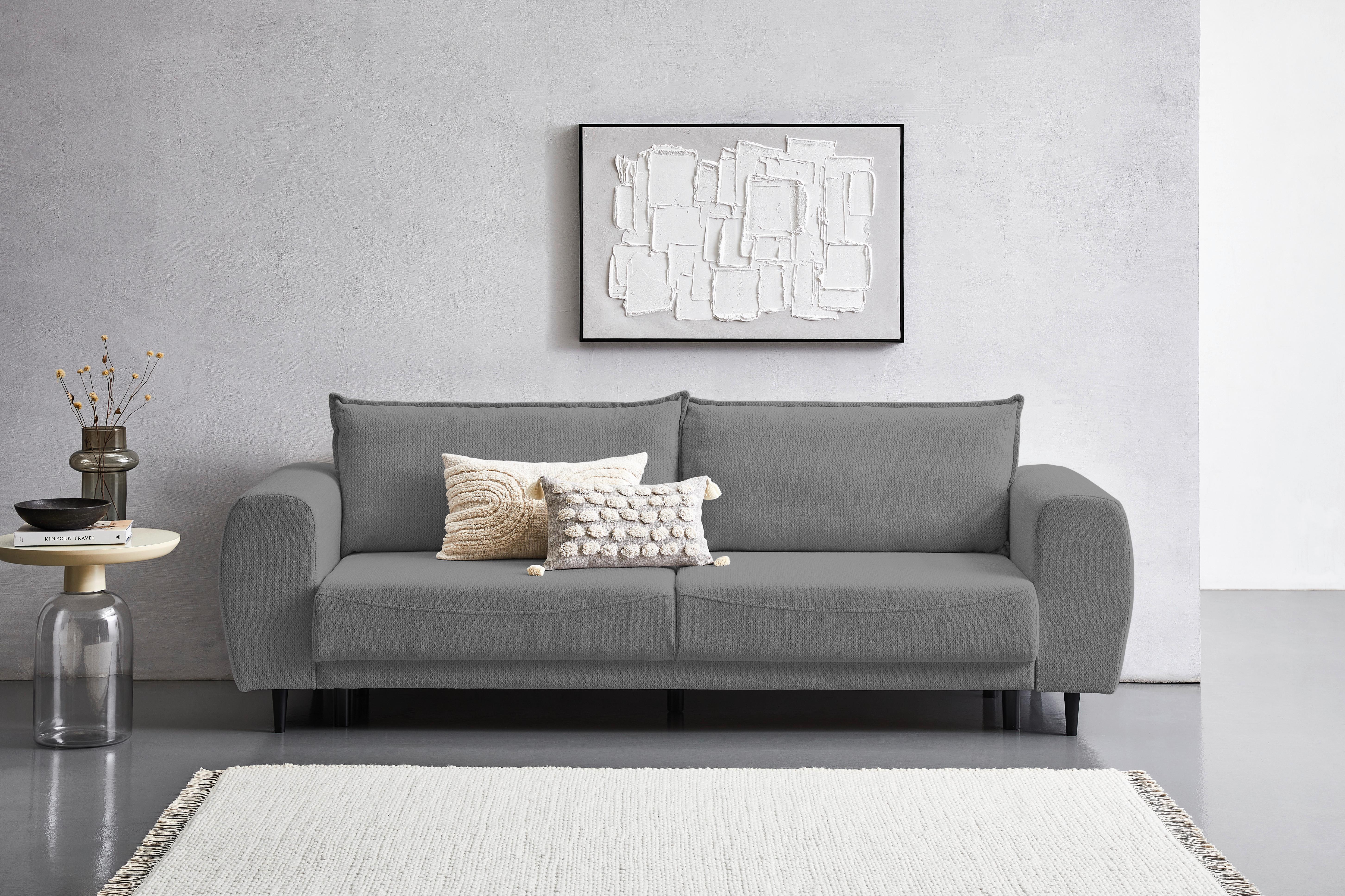3-sitzer-sofa Mit Schlaffunktion Siena B: 245 Cm - Dunkelgrau/Schwarz, KONVENTIONELL, Textil (245/85/92cm) - Livetastic