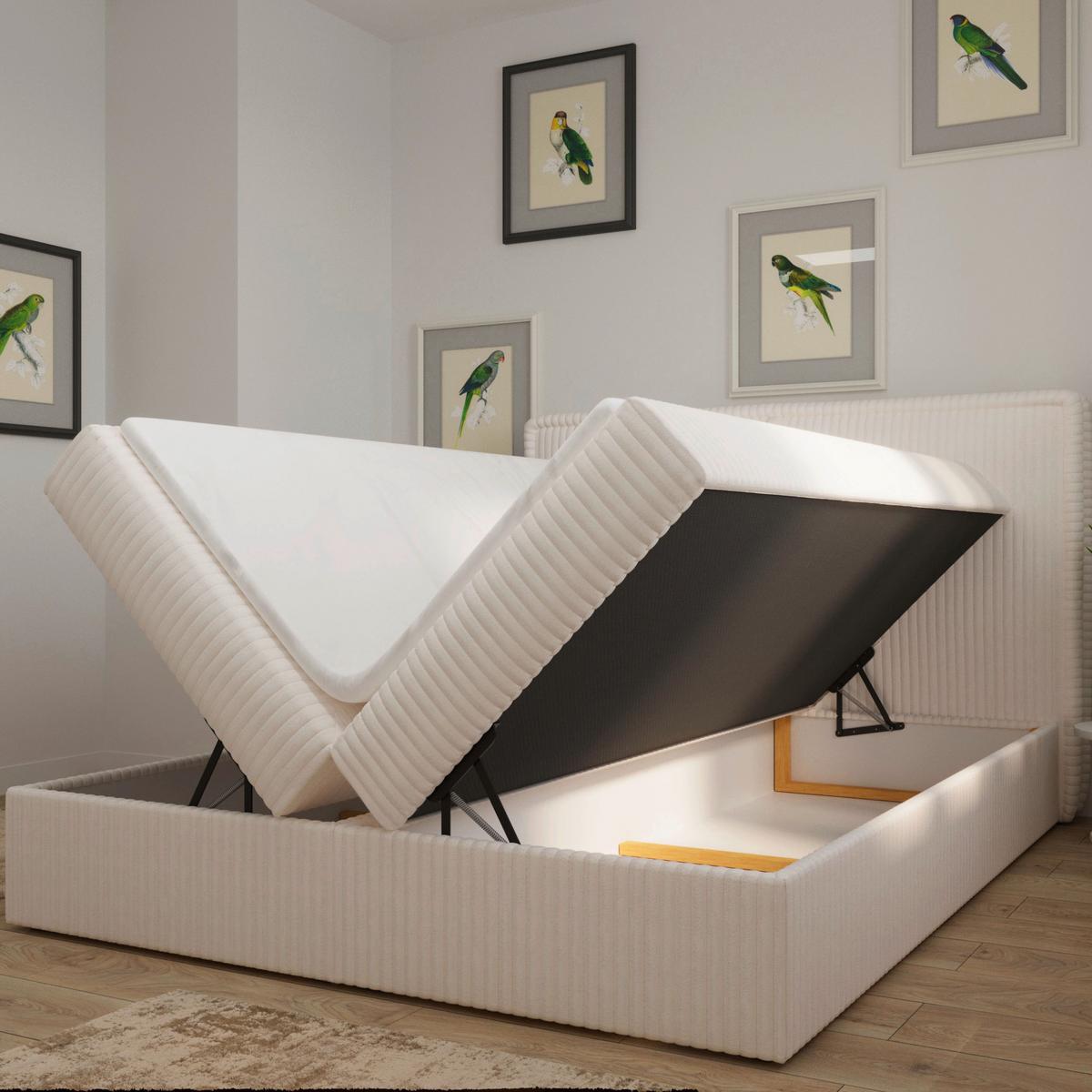 Boxbett Barcelona Lf: 180x200 Beige - Beige/Schwarz, MODERN, Holz/Kunststoff (180/200cm) - MID.YOU