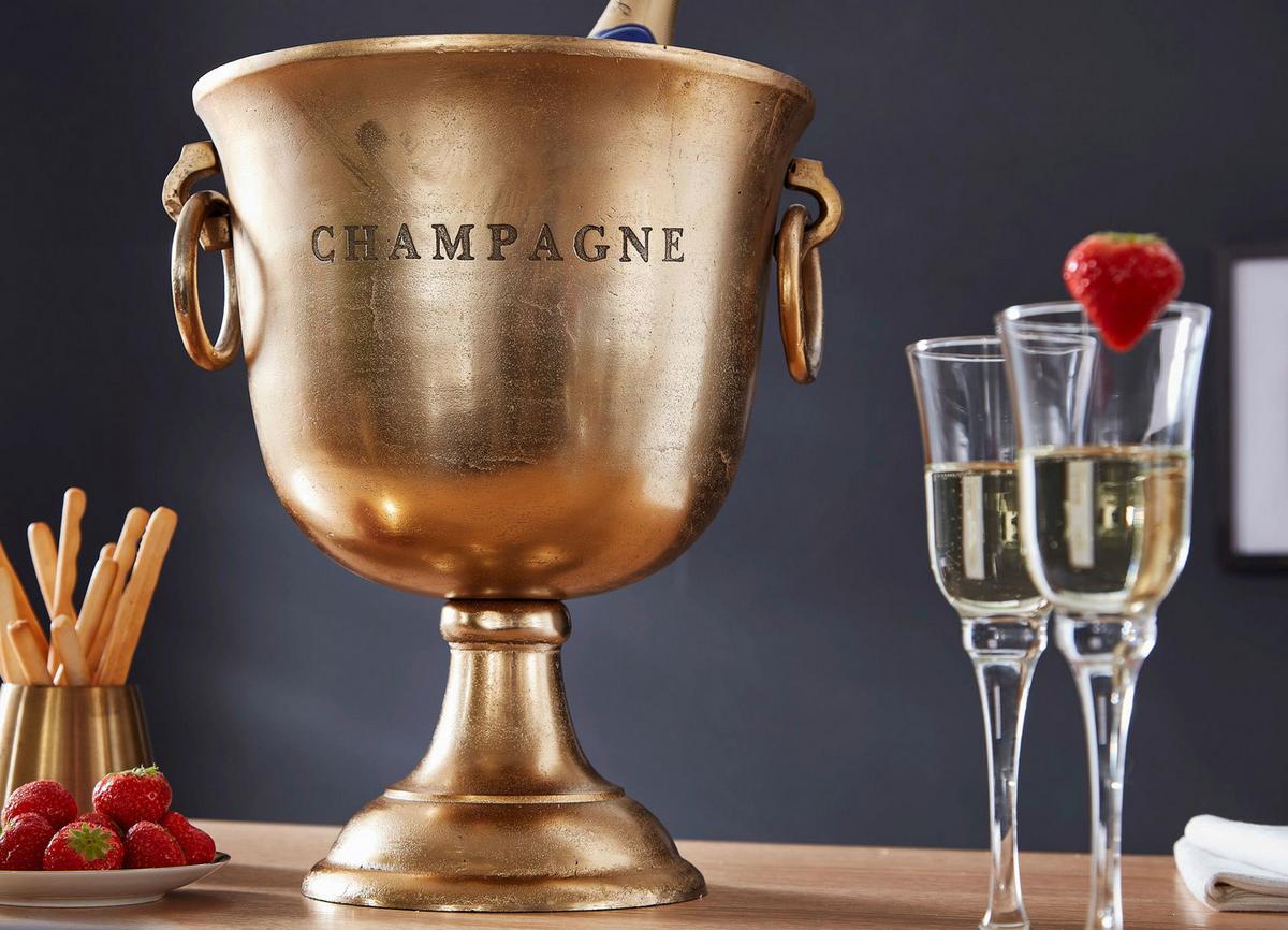 Champagnerkühler Wohnling Goldfarben B: 28,5 Cm - Goldfarben, MODERN, Metall (28,5/37,5/28,5cm) - MID.YOU