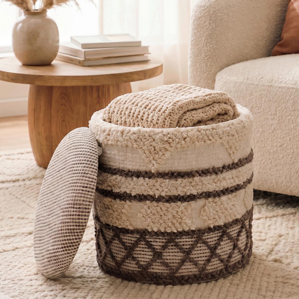 Taburet, š: 40 cm - béžová, Design, textil (40/45/40cm) - Livetastic