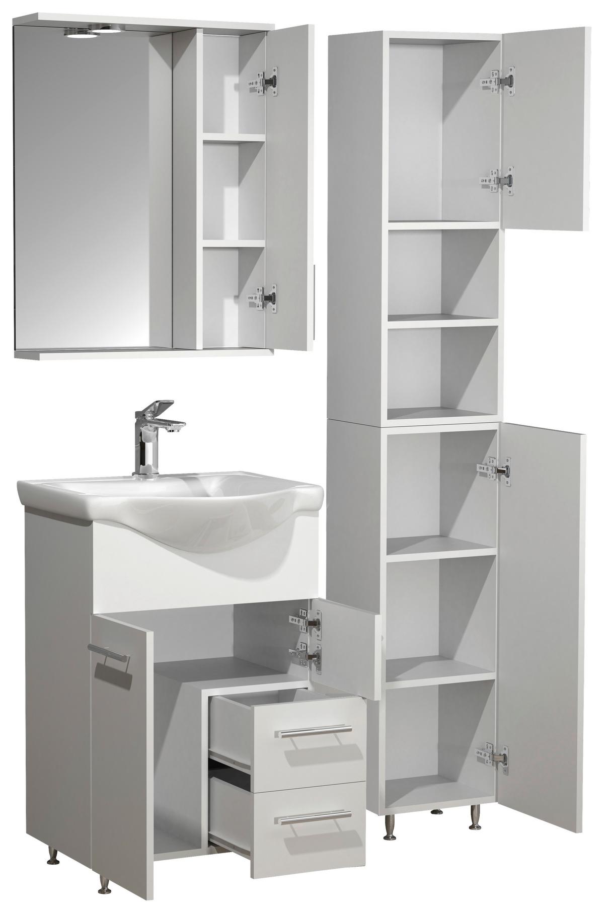 Badezimmer Lisalo L - Silberfarben/Weiß, MODERN, Glas/Keramik (85cm) - MID.YOU