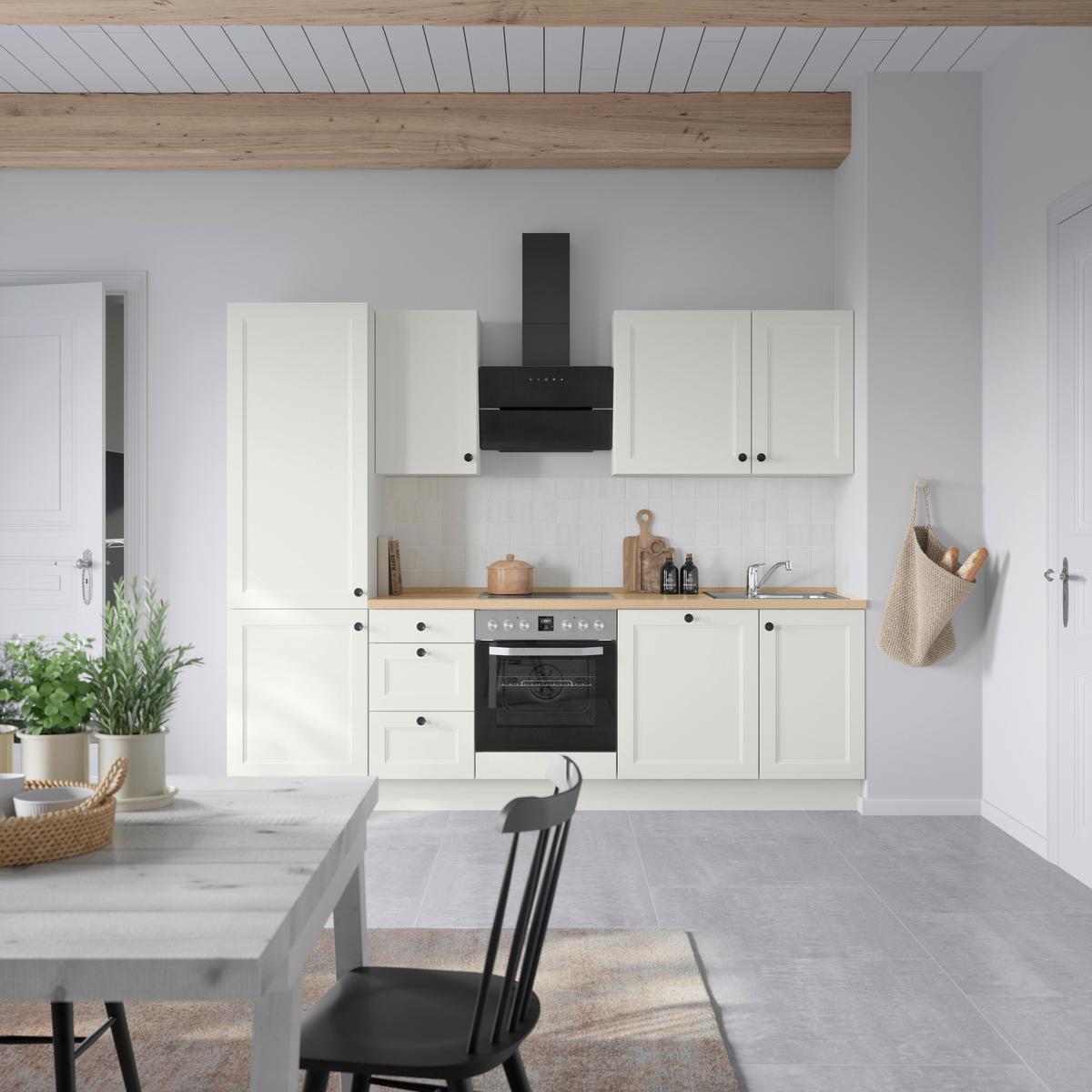 Kuchynská linka 270 cm, biela/dekor dub Sierra - čierna/biela, Modern, kov/kompozitné drevo (270cm) - Nobilia