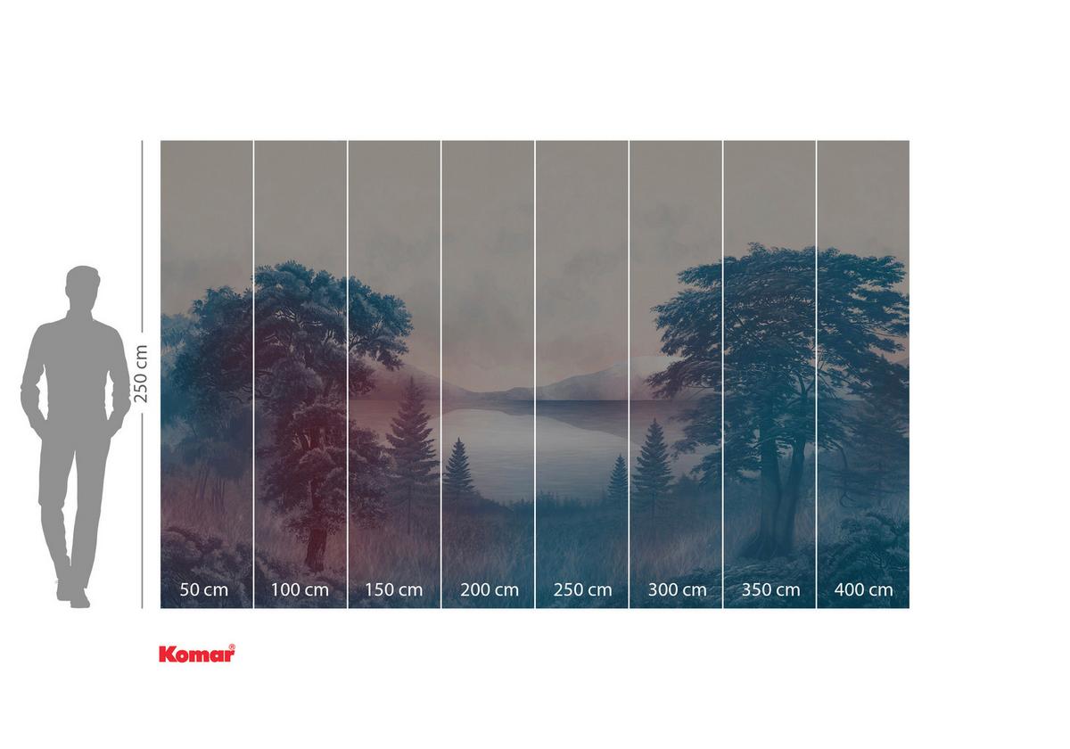 Vliestapete Forestland - Blau/Rosa, Basics (400/250cm) - Komar