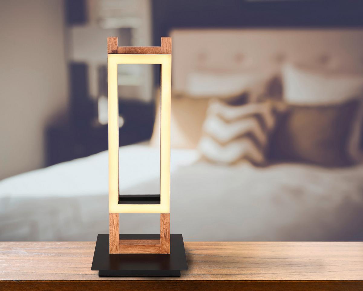 Led Asztali Lámpa 67266t Illa - sötétbarna/fekete, Design, műanyag/faalapú anyag (20/15/50cm) - Globo