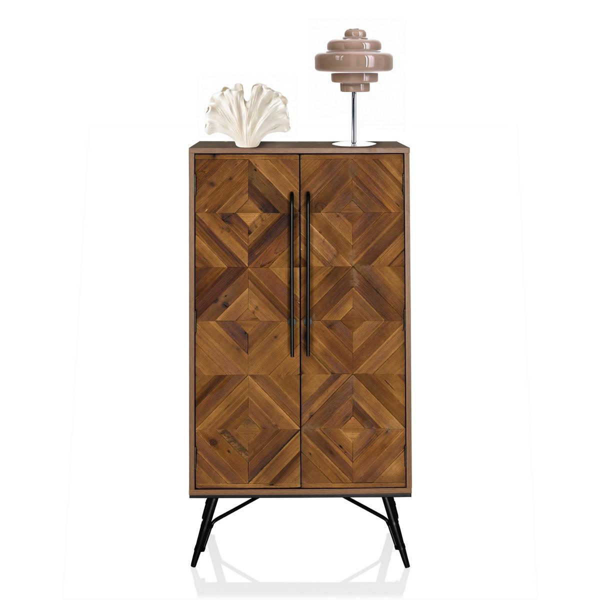 KOMODA SANTJAGO WOOD HIGH - čierna/tmavohnedá, Modern, kov/drevo (63/117/32cm) - MID.YOU