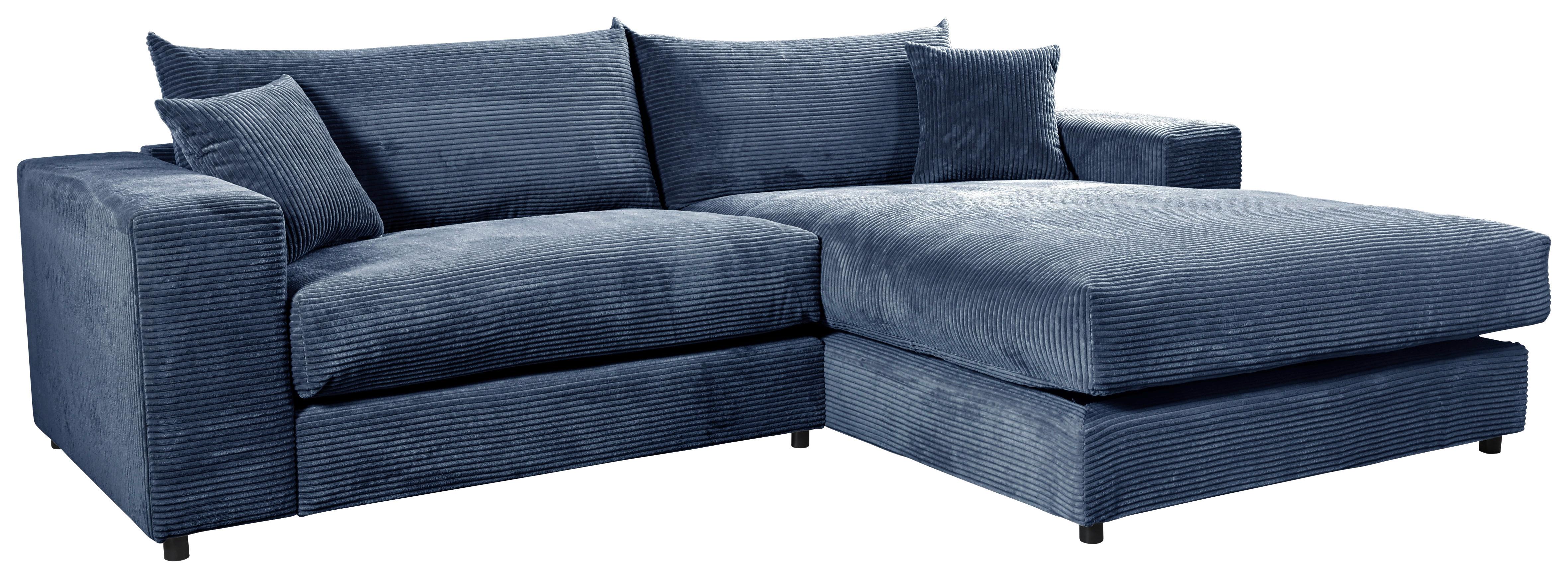 Ecksofa Funny S Rechts Blau S: 265x180 cm - Blau/Schwarz, Basics, Textil (265/180cm) - Livetastic