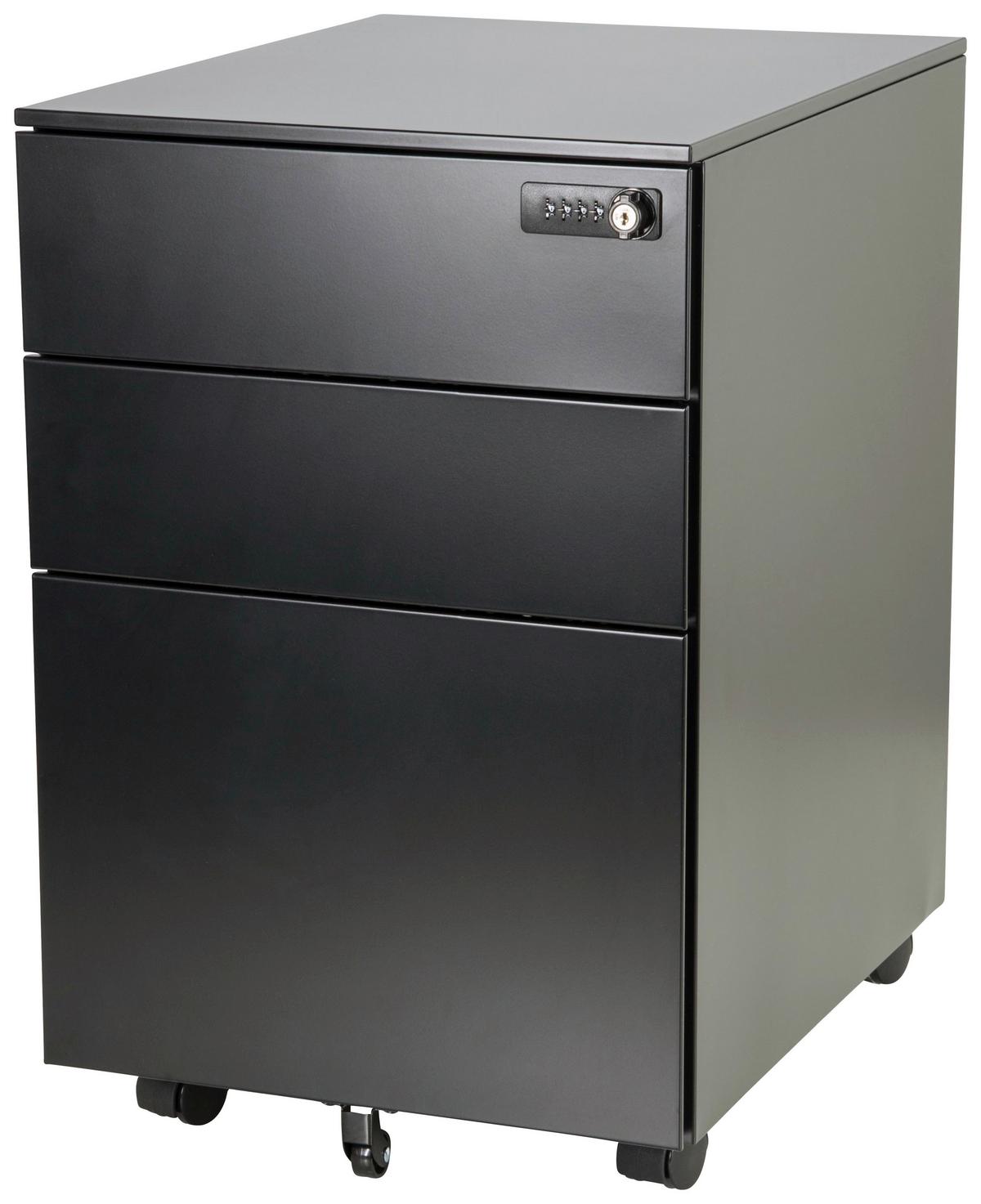 Rollcontainer Color Os I Schwarz - Schwarz, MODERN, Kunststoff/Metall (39/60/50cm) - MID.YOU